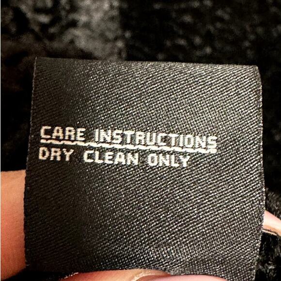 Jones New York Black Faux Lamb Fur Brown Faux Fur Collar Coat Jacket Size L - Picture 7 of 7